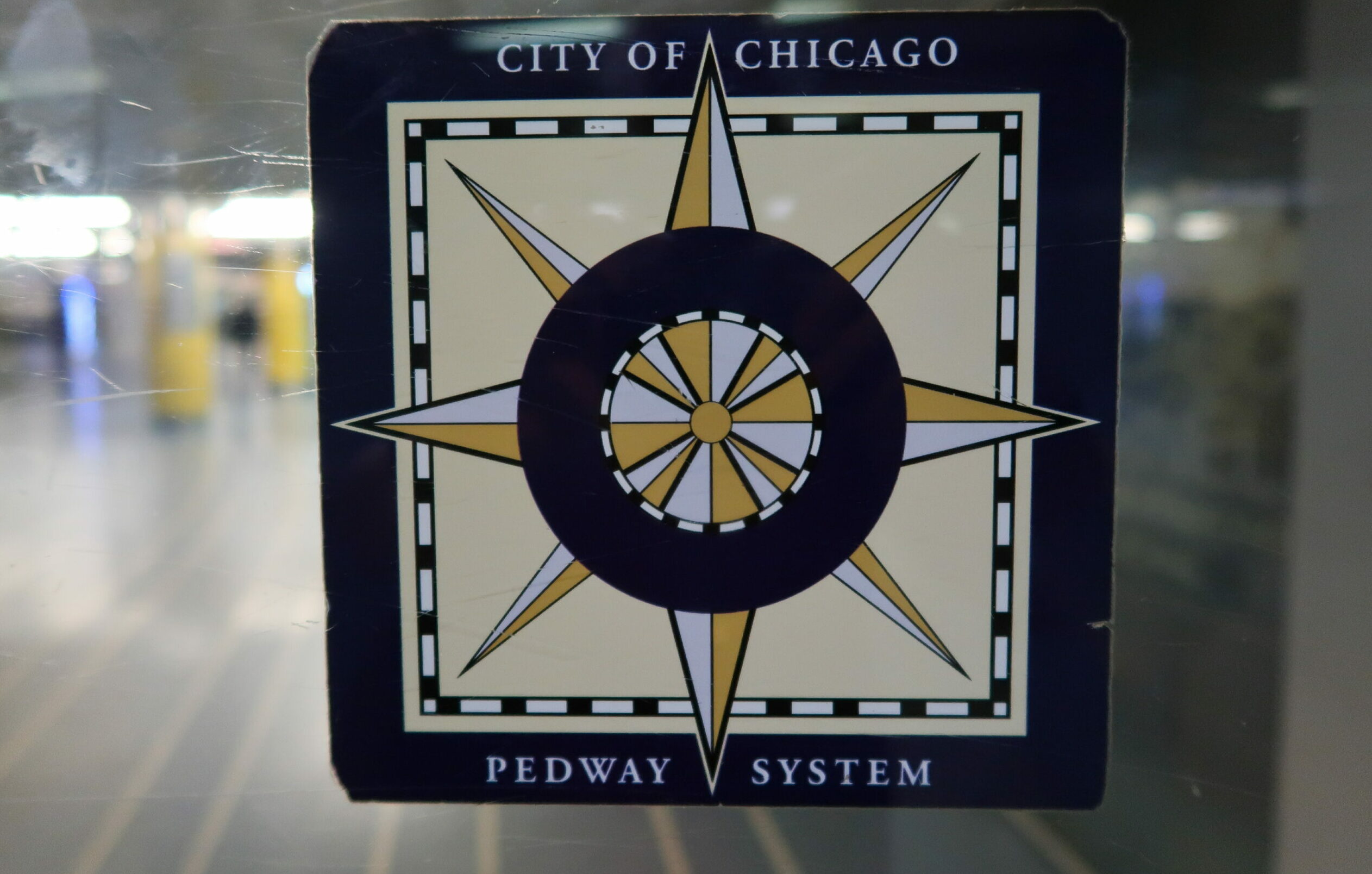 City of Chicago Pedway System compass sign